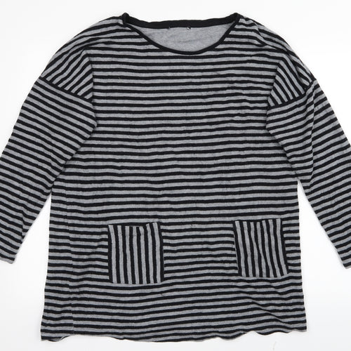 NEXT Womens Grey Striped  Pullover Jumper Size 16