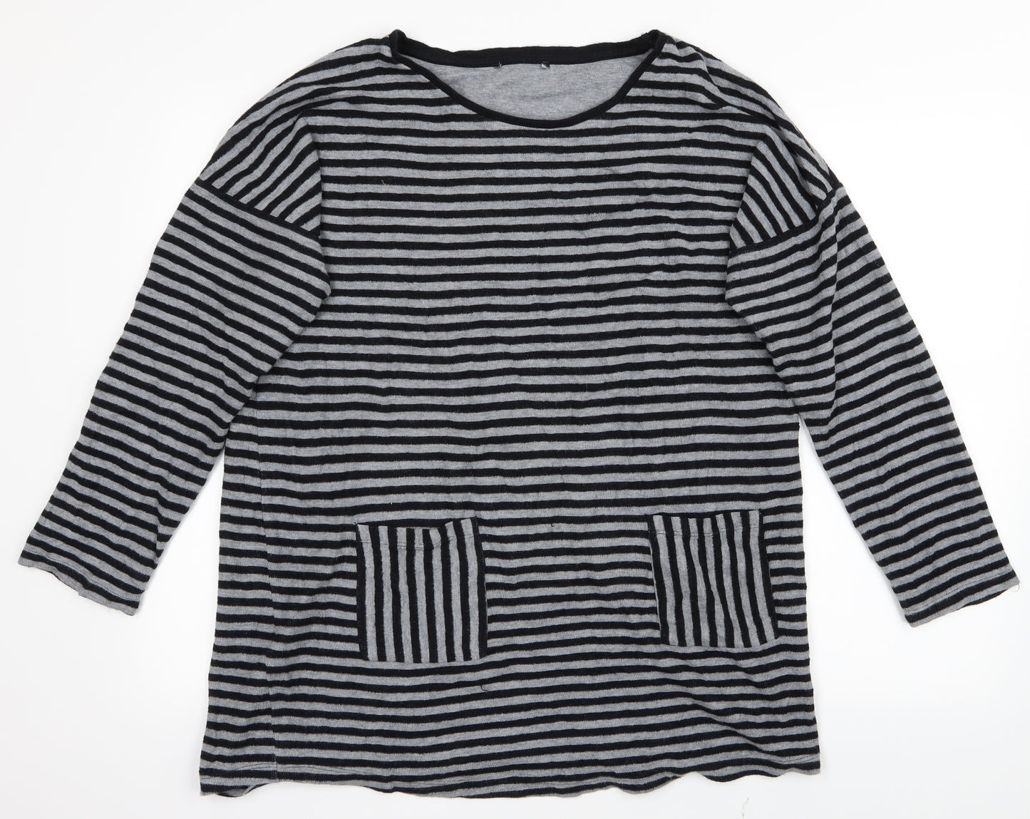 NEXT Womens Grey Striped  Pullover Jumper Size 16