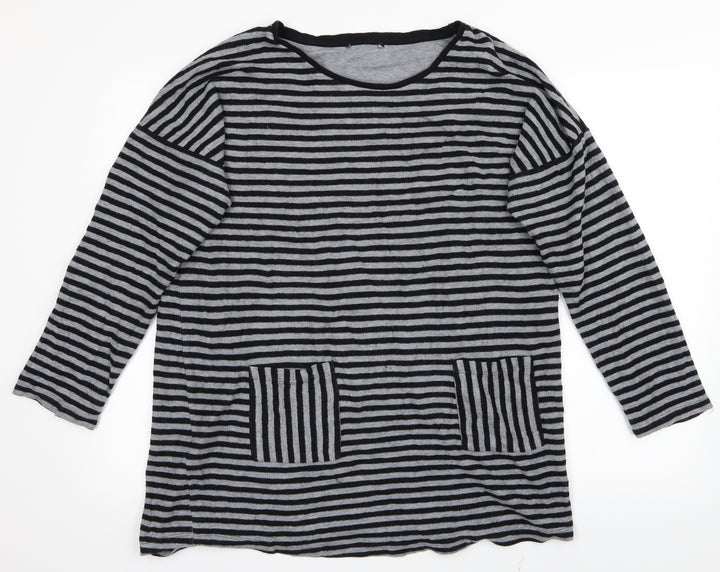 NEXT Womens Grey Striped  Pullover Jumper Size 16