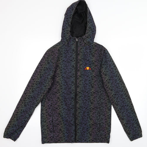 ellesse Womens Black Geometric  Windbreaker Coat Size 6