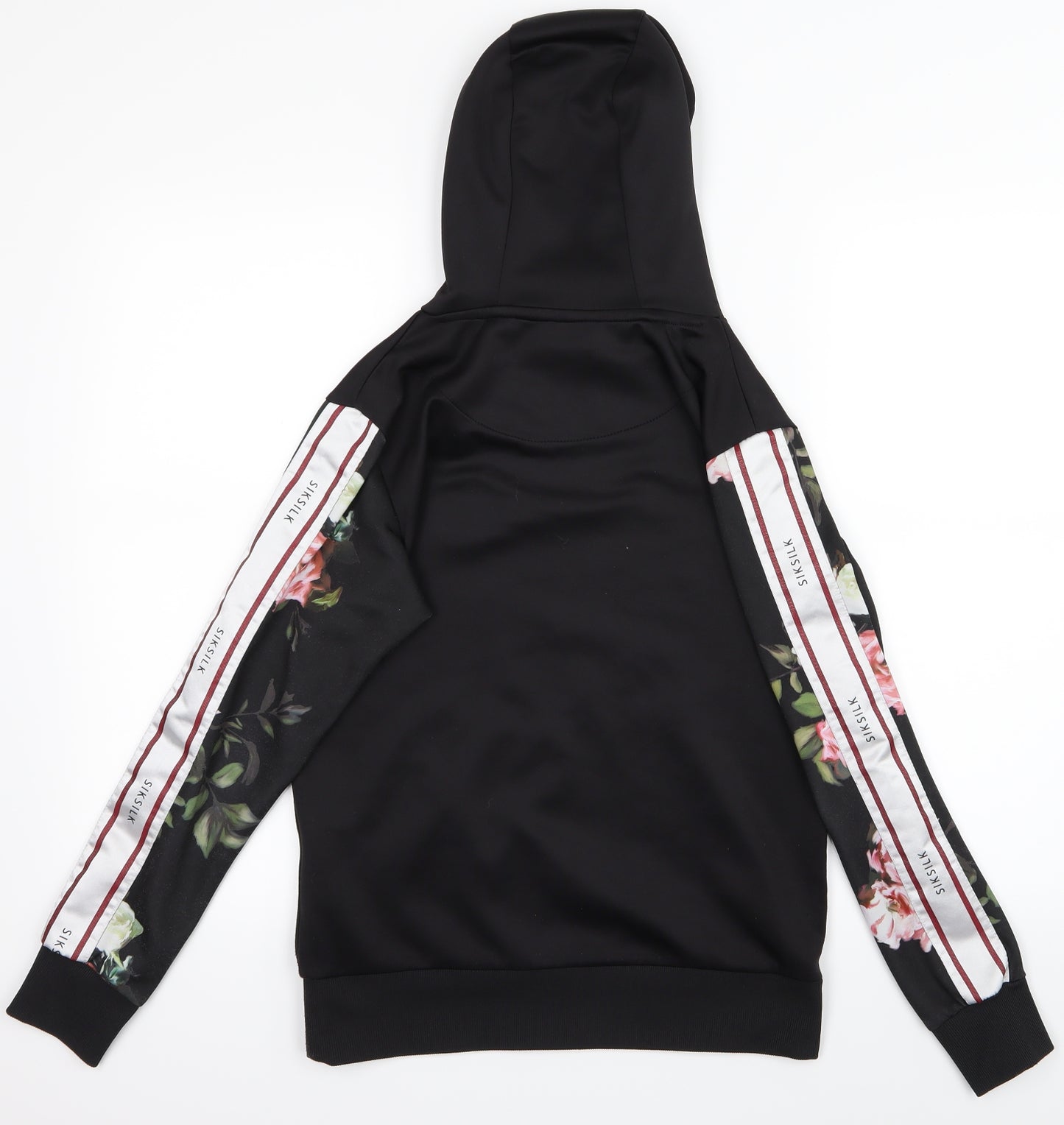 SilkSilk Womens Black   Pullover Hoodie Size 8  - Flowers on arms