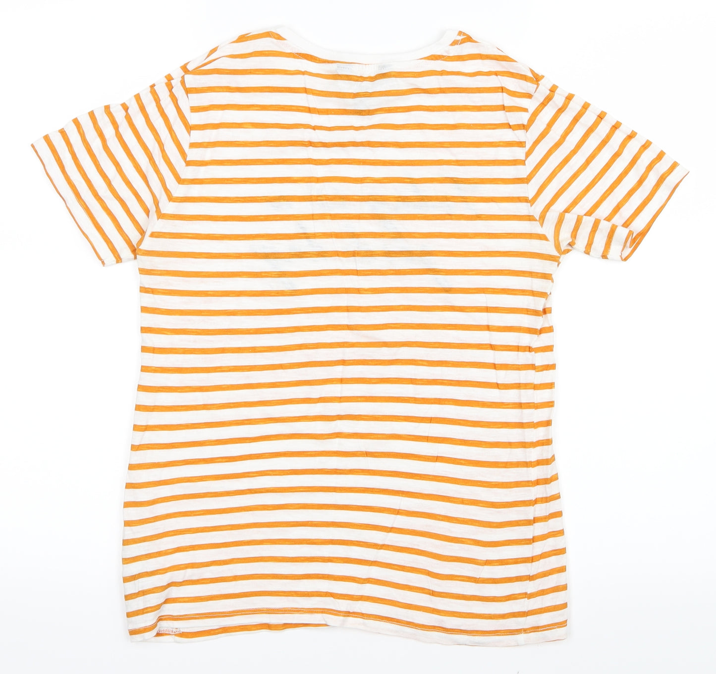 New Look Womens Orange Striped  Basic T-Shirt Size 6  - Today is a good day.
