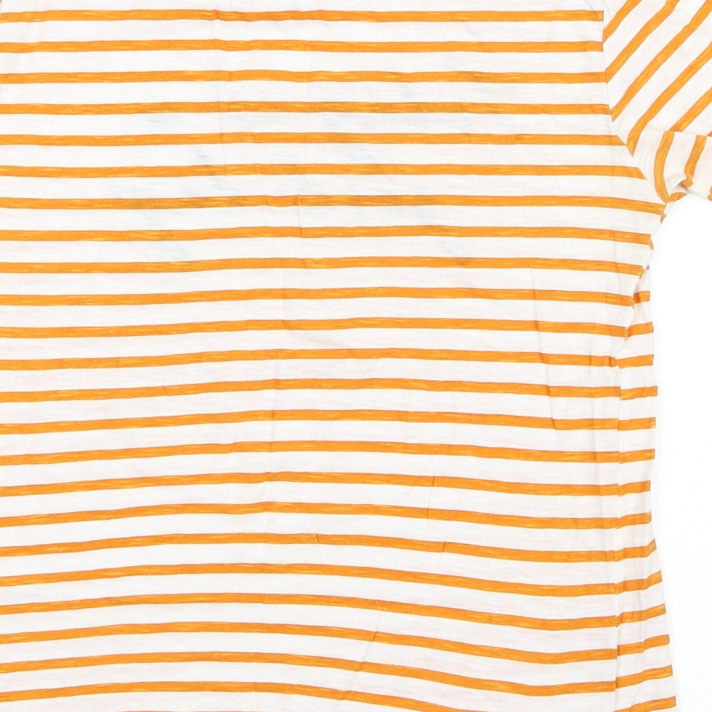 New Look Womens Orange Striped  Basic T-Shirt Size 6  - Today is a good day.