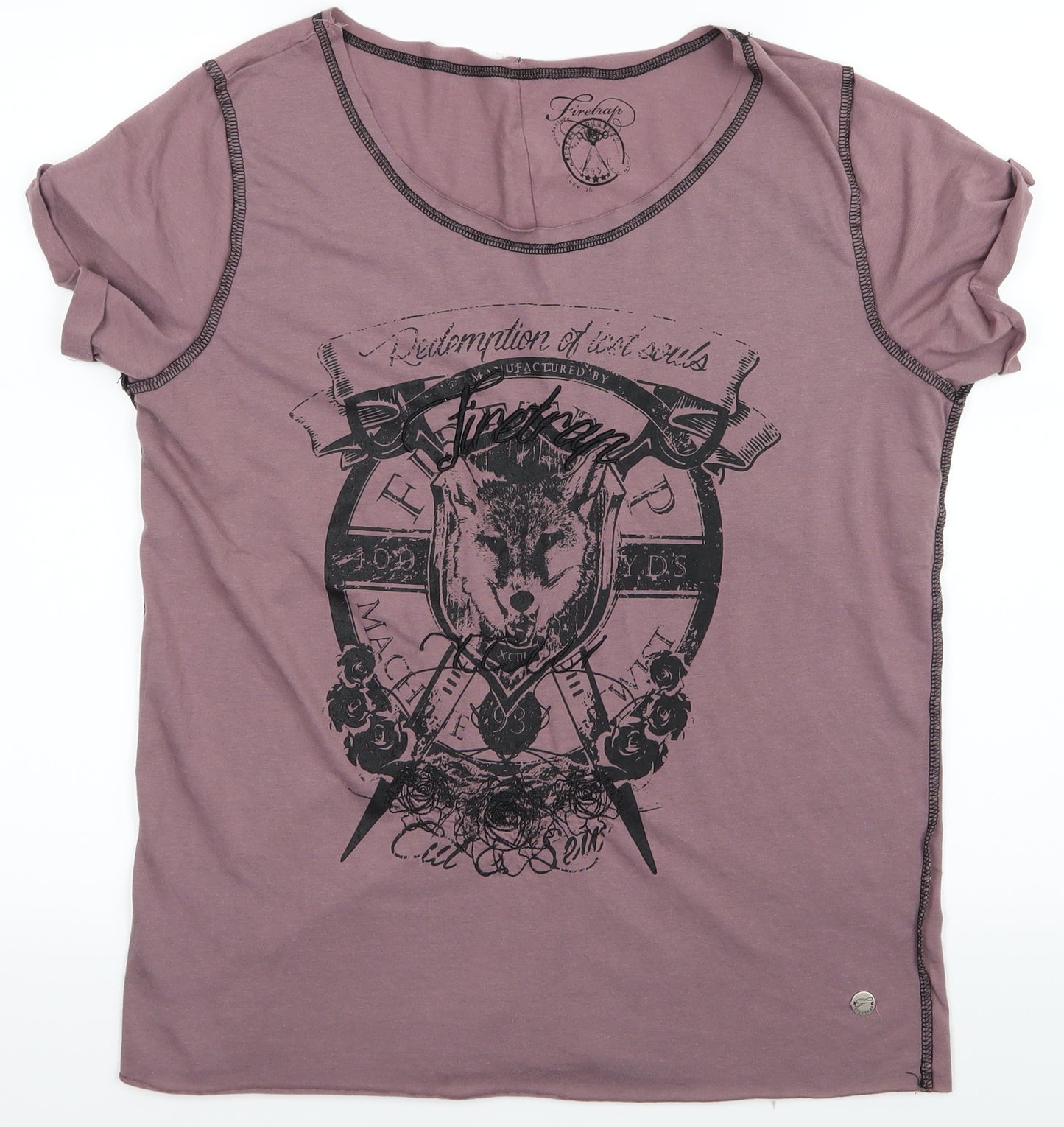 Firetrap Womens Purple   Basic T-Shirt Size M  - Wolfs Head