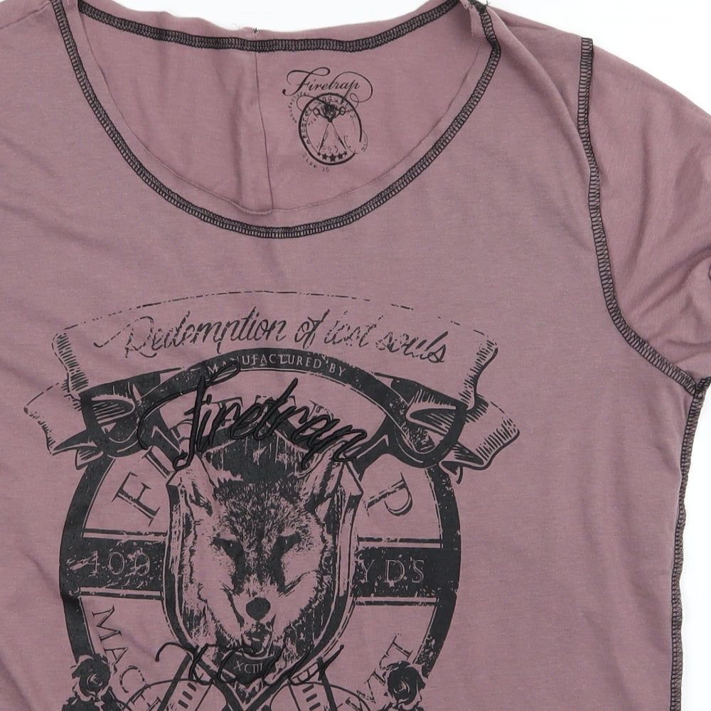 Firetrap Womens Purple   Basic T-Shirt Size M  - Wolfs Head