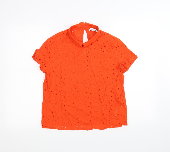 Mademoiselle R Womens Orange Basic T-Shirt Size 10