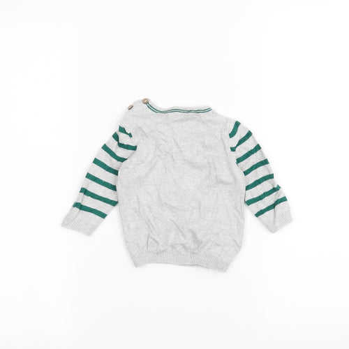 TU Baby Grey Striped  Pullover Jumper Size 0-3 Months  - Frog