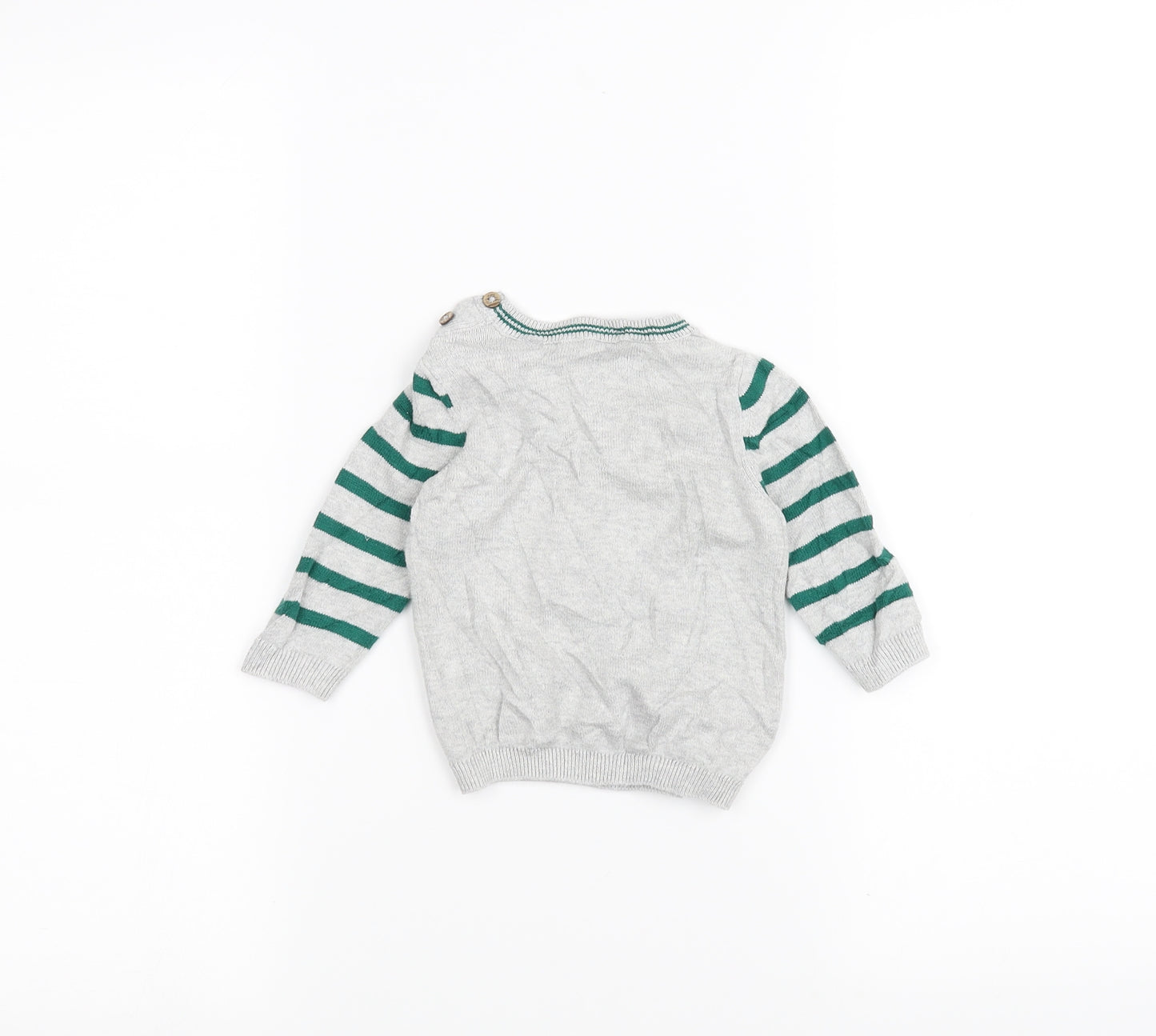 TU Baby Grey Striped  Pullover Jumper Size 0-3 Months  - Frog