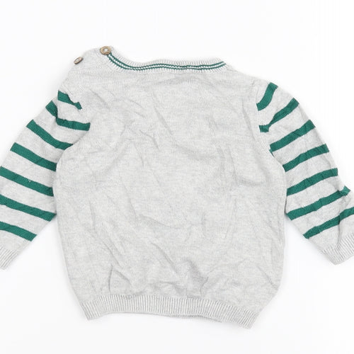 TU Baby Grey Striped  Pullover Jumper Size 0-3 Months  - Frog