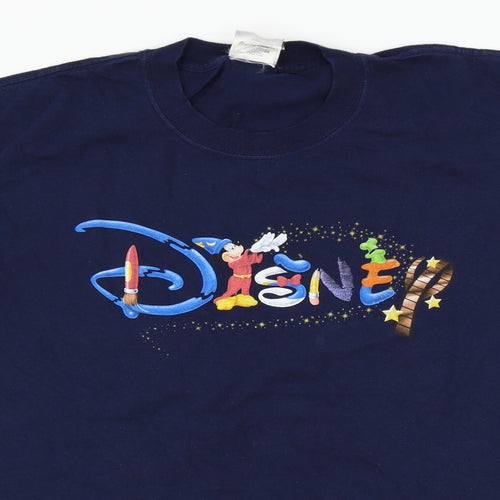 Disney Mens Blue    T-Shirt Size L  - Disney Logo