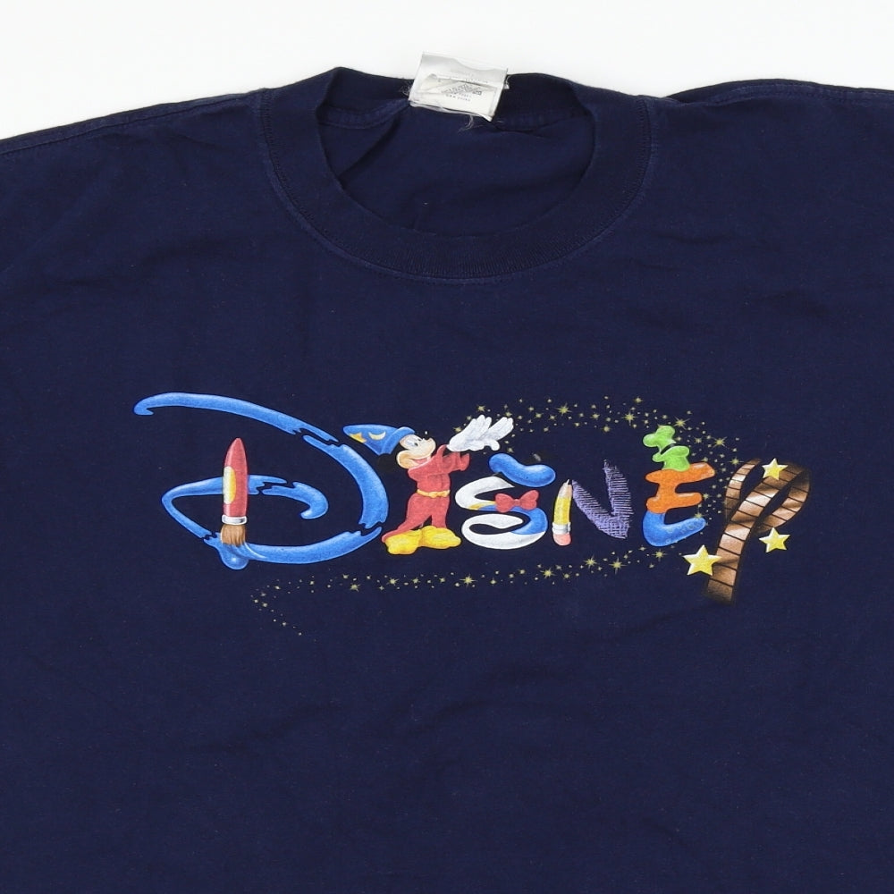 Disney Mens Blue    T-Shirt Size L  - Disney Logo