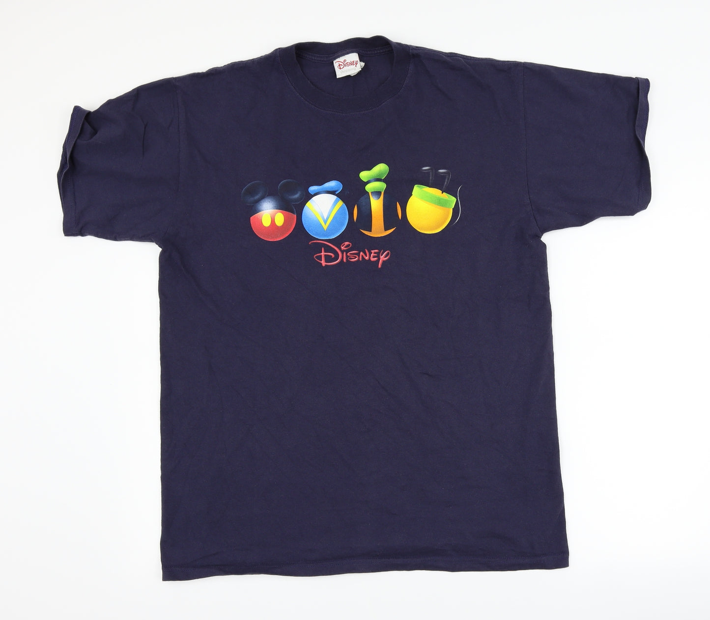 Disney Mens Blue    T-Shirt Size L  - disney logo