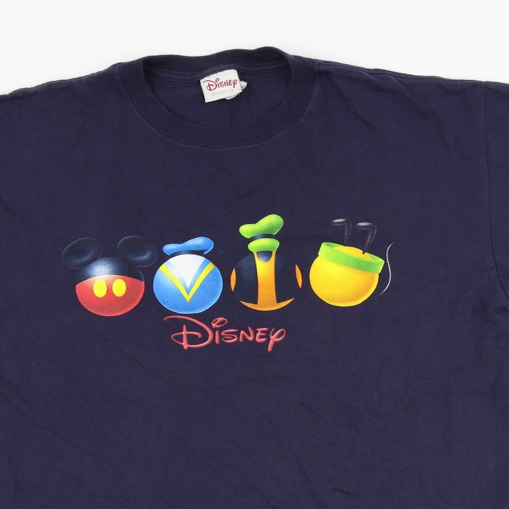 Disney Mens Blue    T-Shirt Size L  - disney logo