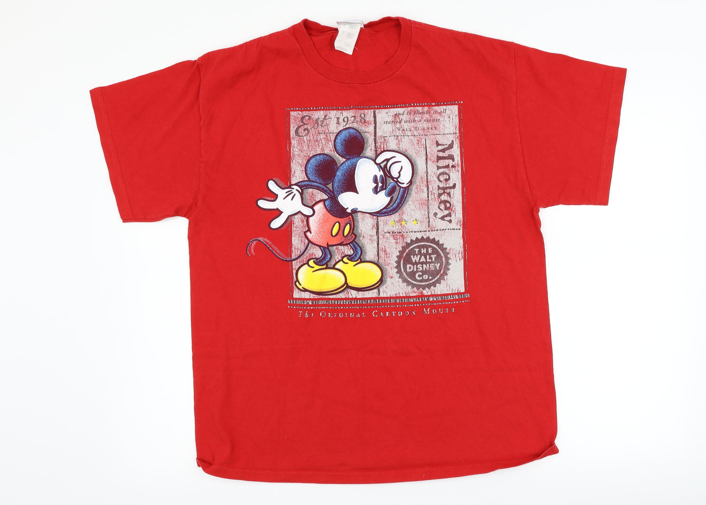 Disney Mens Red    T-Shirt Size L  - Disney Mickey Mouse