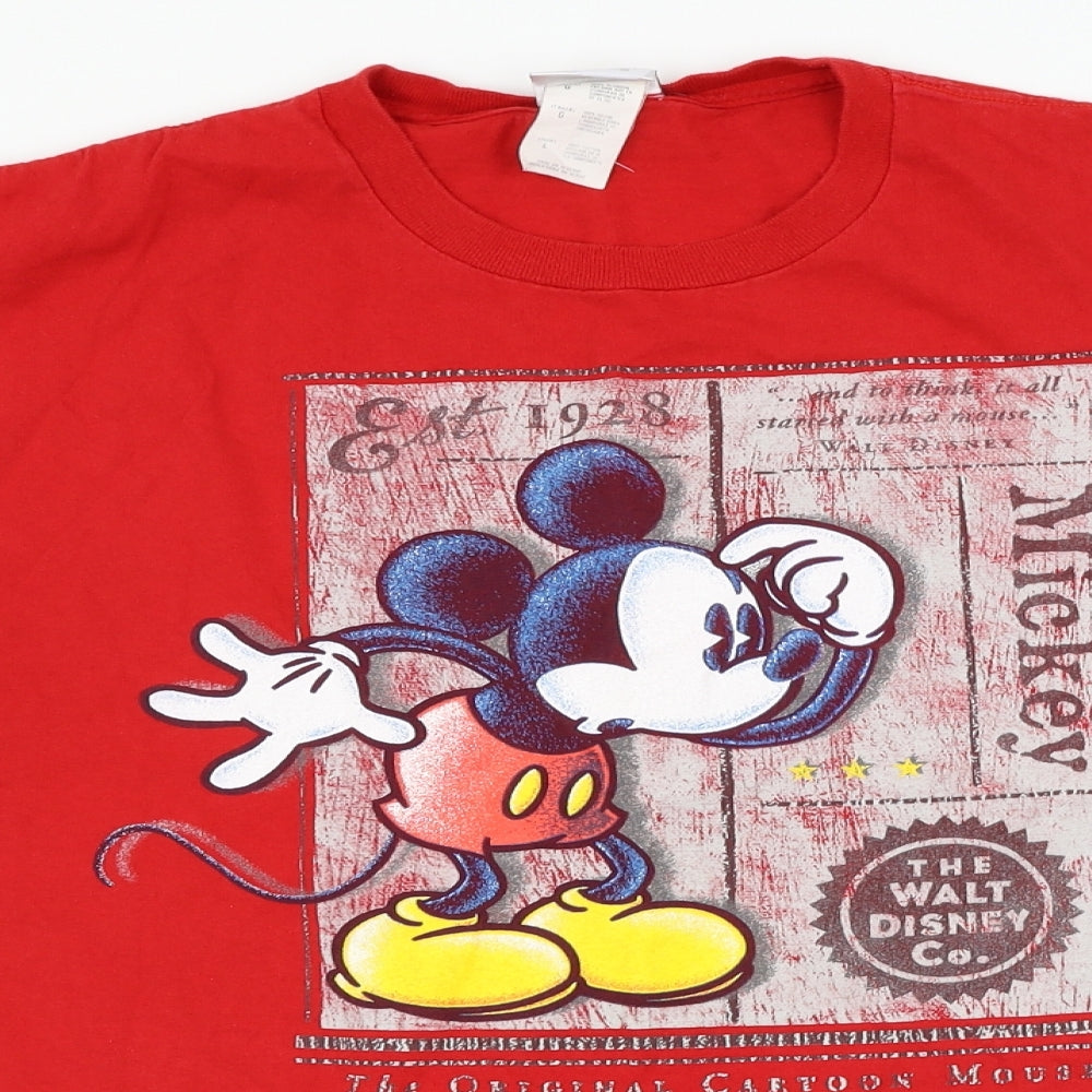 Disney Mens Red    T-Shirt Size L  - Disney Mickey Mouse