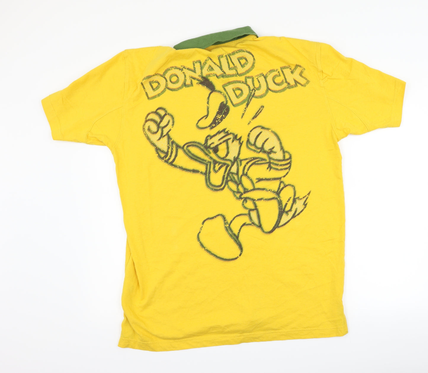 Disney Mens Yellow    Polo Size L  - disney donald duck