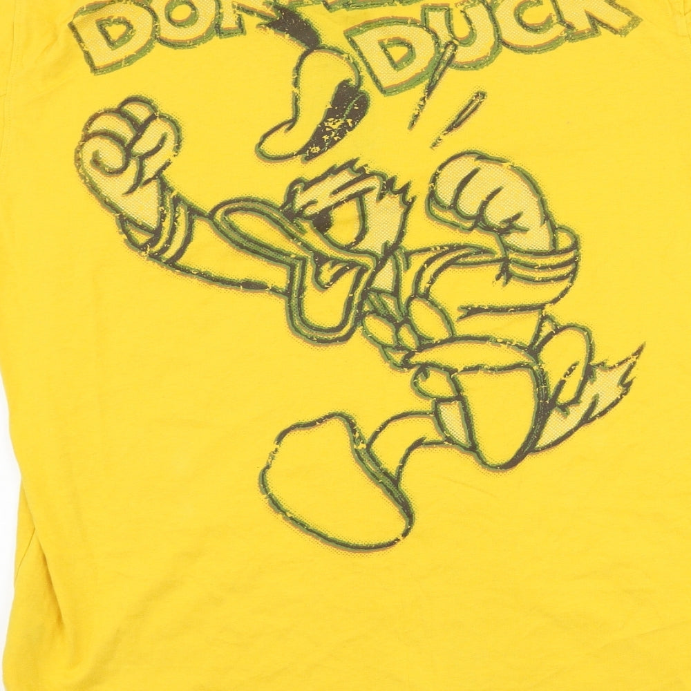 Disney Mens Yellow    Polo Size L  - disney donald duck