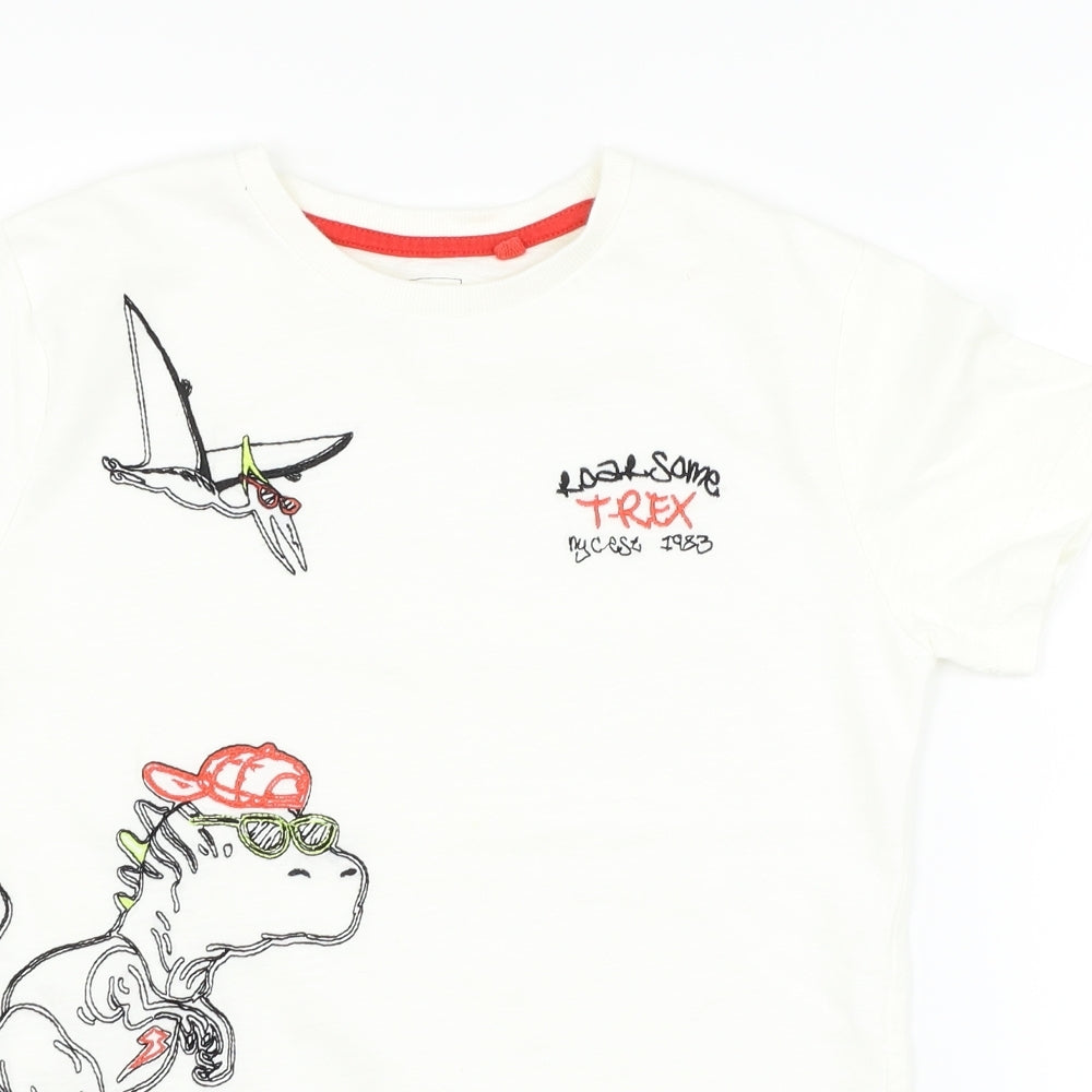NEXT Boys White   Basic T-Shirt Size 9 Years  - dinosaur