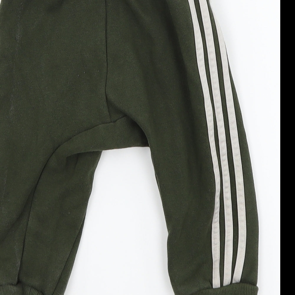 adidas Boys Green Striped  Jogger Trousers Size 6-9 Months