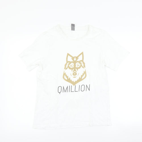 Preworn Womens White   Basic T-Shirt Size 12  - wolf