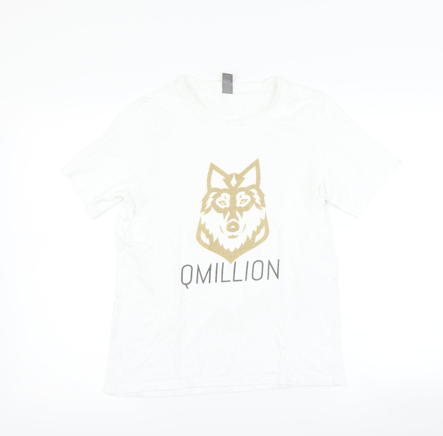 Preworn Womens White   Basic T-Shirt Size 12  - wolf