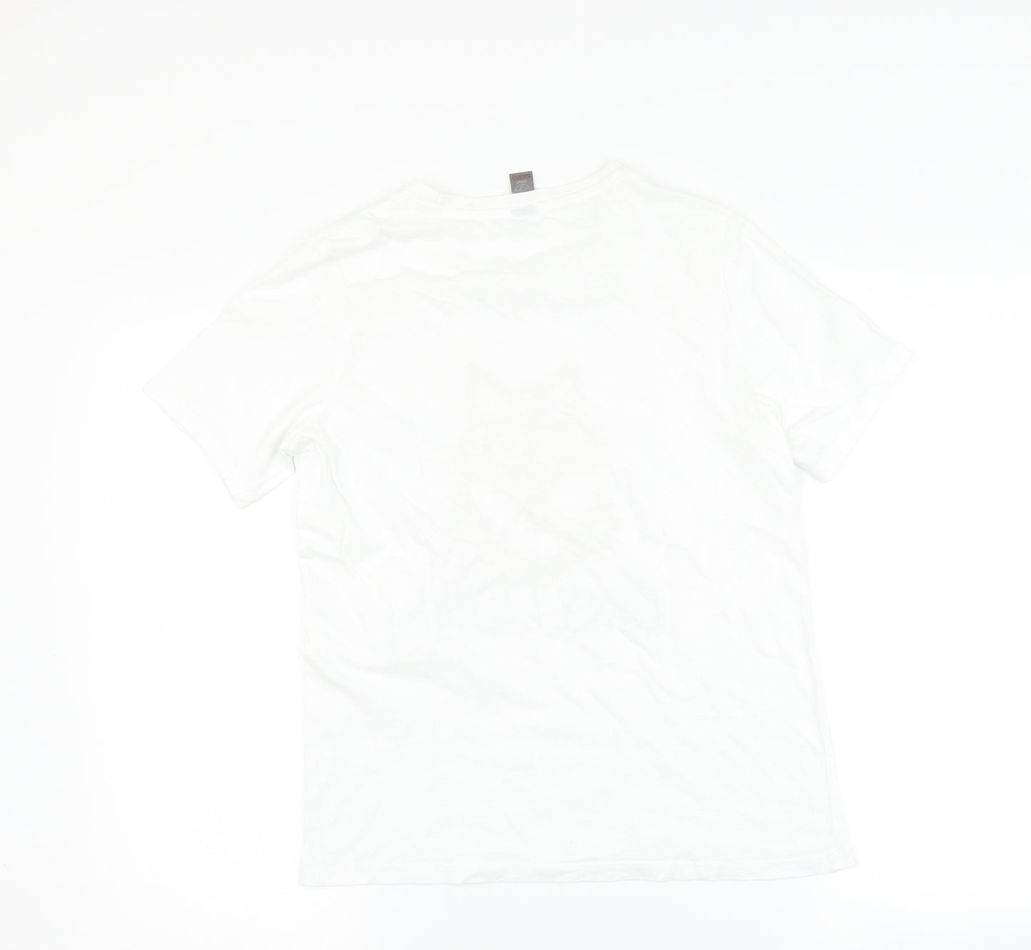 Preworn Womens White   Basic T-Shirt Size 12  - wolf