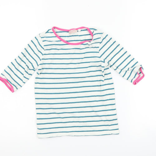 NEXT Girls White Striped  Basic T-Shirt Size 6 Years