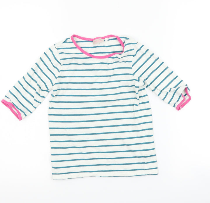 NEXT Girls White Striped  Basic T-Shirt Size 6 Years