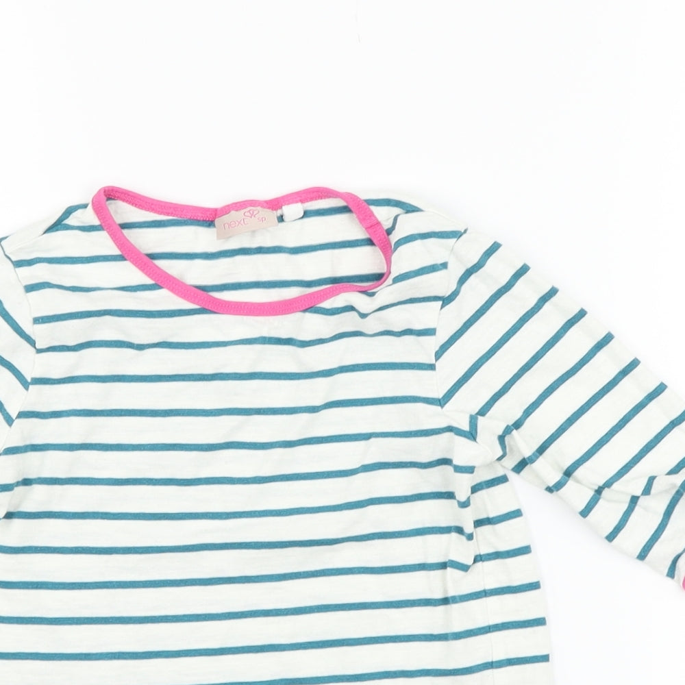 NEXT Girls White Striped  Basic T-Shirt Size 6 Years