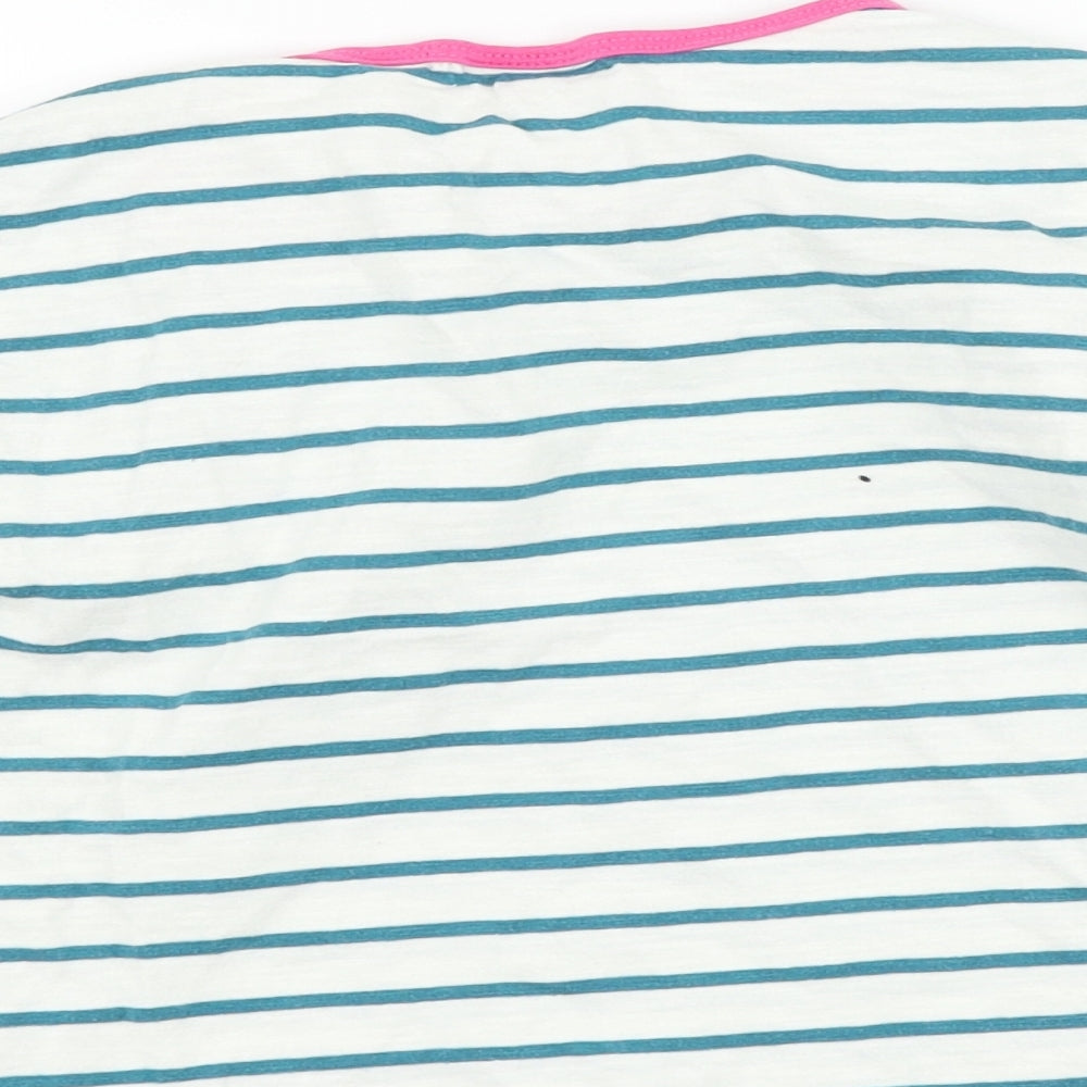 NEXT Girls White Striped  Basic T-Shirt Size 6 Years