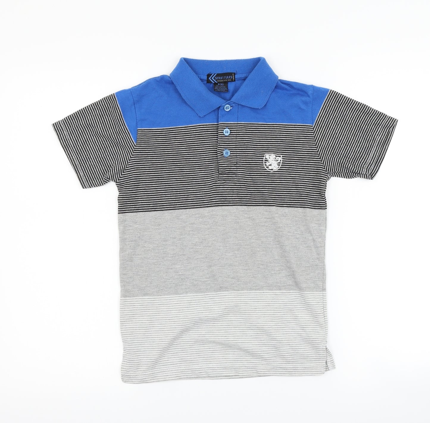street rules Boys Grey Striped  Basic Polo Size 8 Years