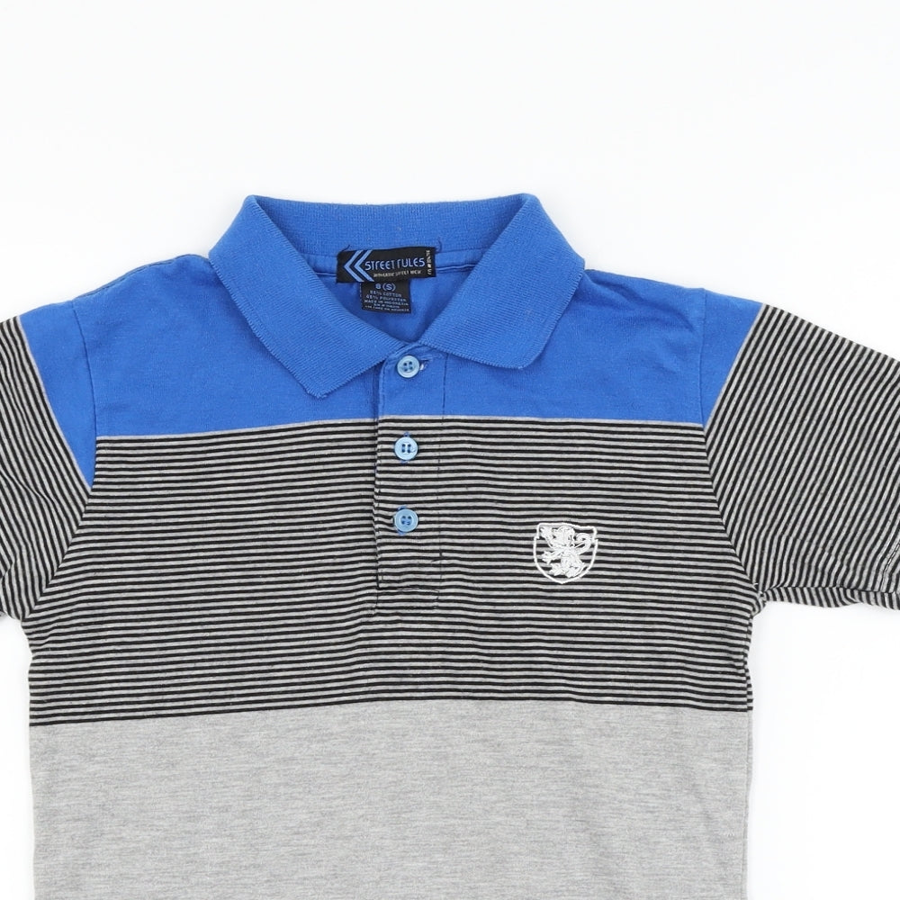 street rules Boys Grey Striped  Basic Polo Size 8 Years