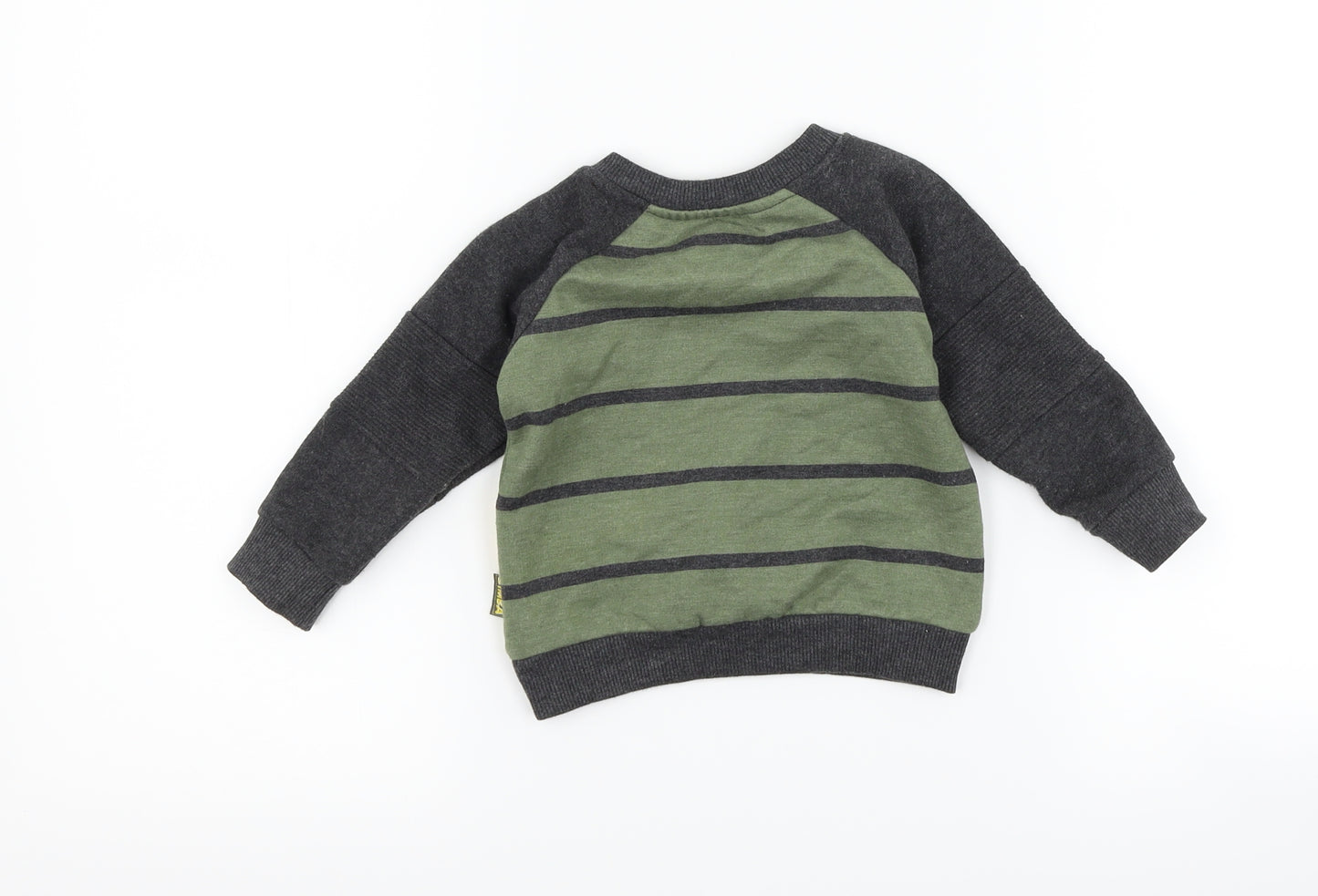 Primark Boys Green Striped  Pullover Jumper Size 6-9 Months  - disney the lion king