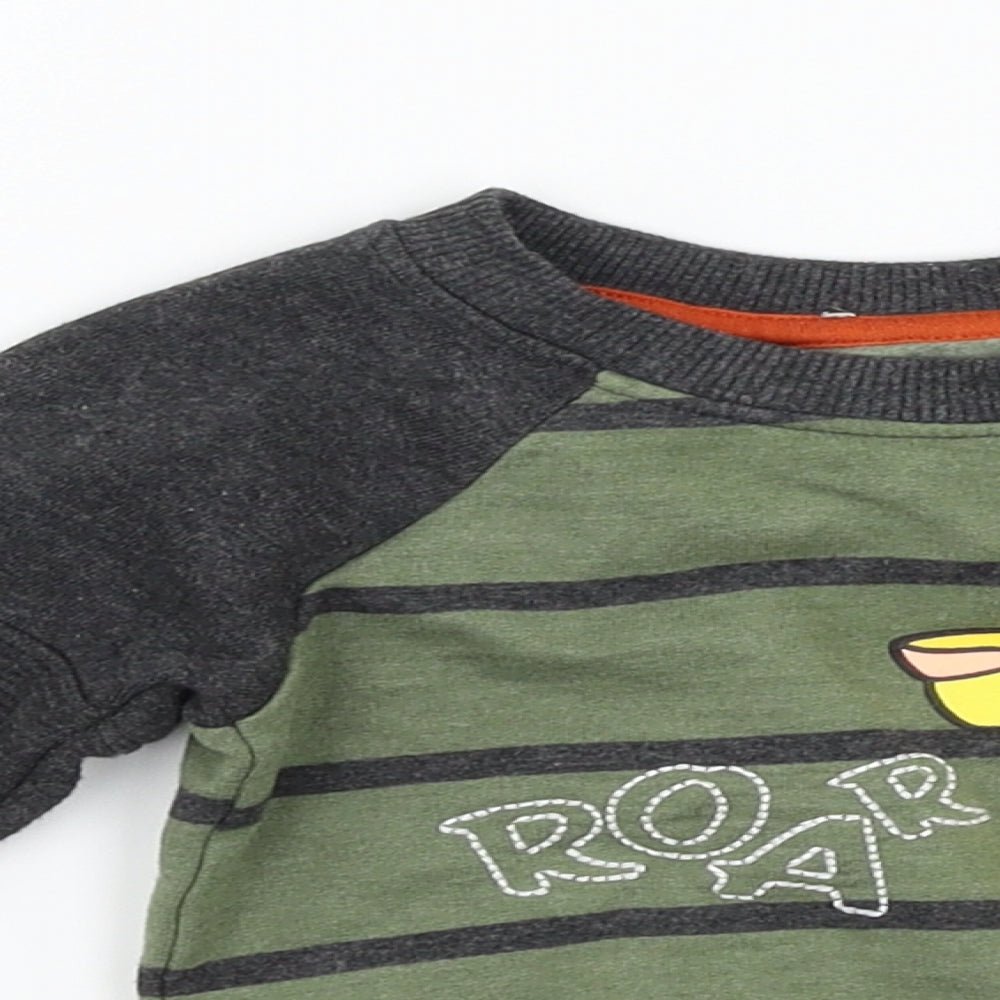 Primark Boys Green Striped  Pullover Jumper Size 6-9 Months  - disney the lion king