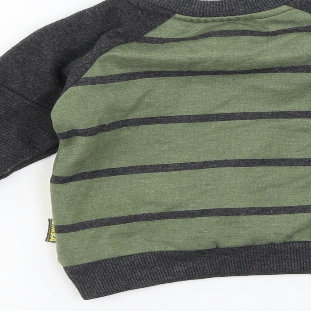 Primark Boys Green Striped  Pullover Jumper Size 6-9 Months  - disney the lion king