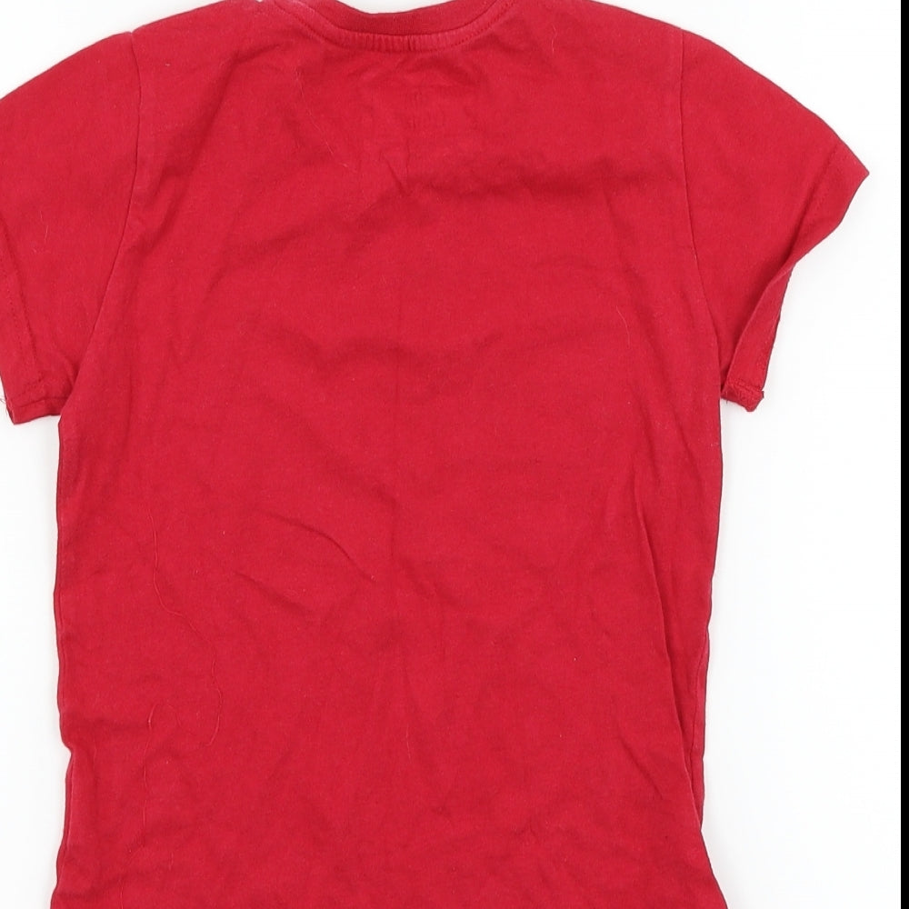 Primark Boys Red   Basic T-Shirt Size 4-5 Years  - christmas slogan