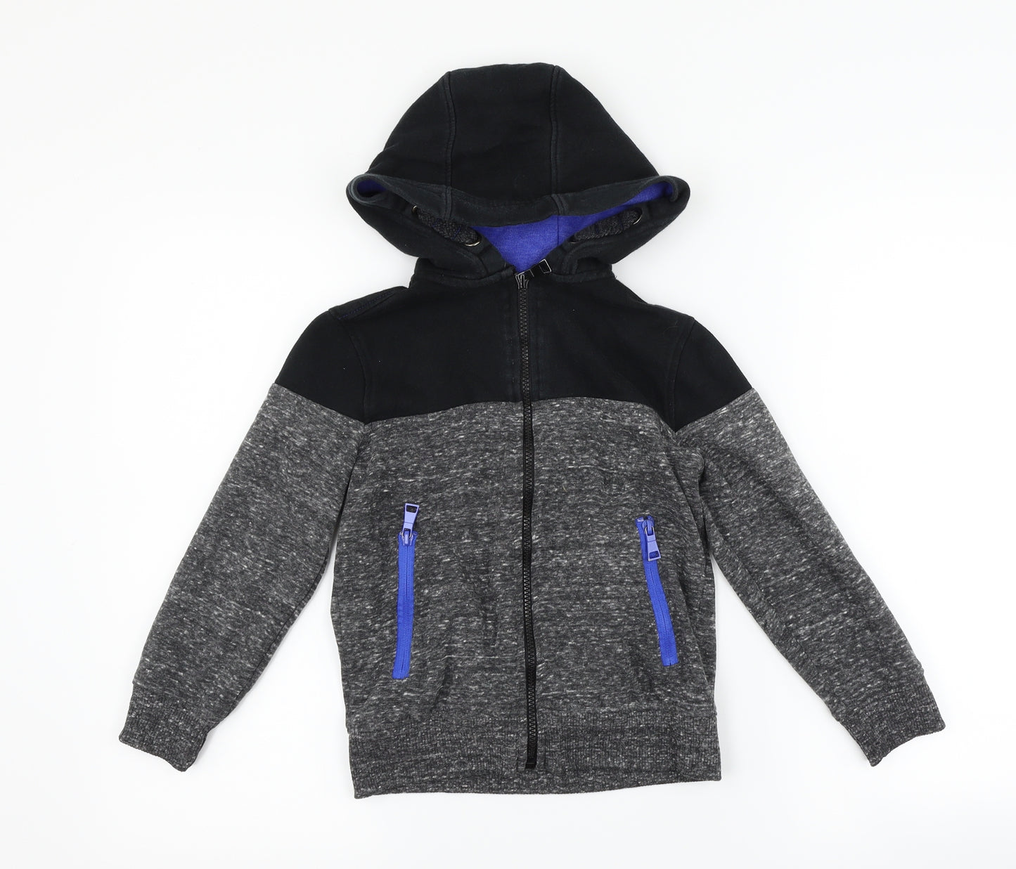 F&F Boys Grey Striped  Full Zip Hoodie Size 6-7 Years