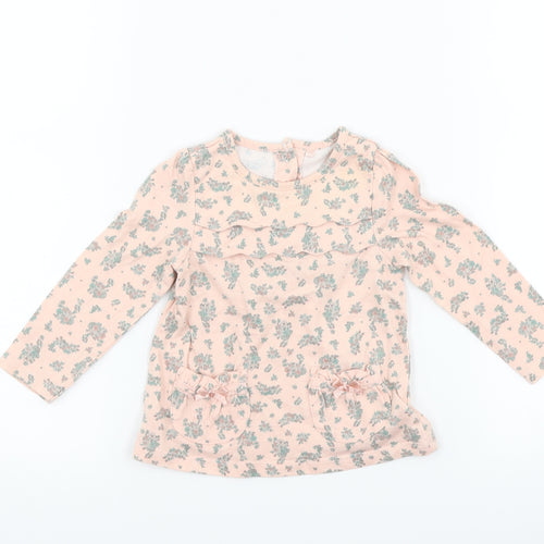 TU Girls Pink Floral  Basic T-Shirt Size 3-6 Months