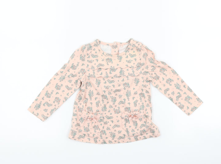 TU Girls Pink Floral  Basic T-Shirt Size 3-6 Months