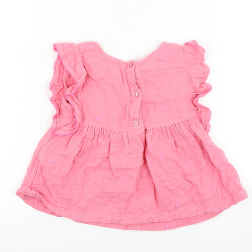 George Girls Pink Polka Dot  Basic T-Shirt Size 2-3 Years
