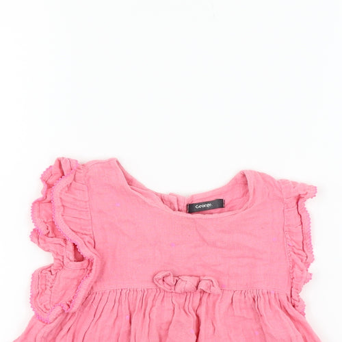 George Girls Pink Polka Dot  Basic T-Shirt Size 2-3 Years