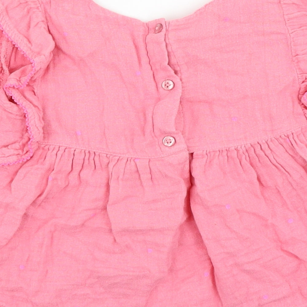 George Girls Pink Polka Dot  Basic T-Shirt Size 2-3 Years