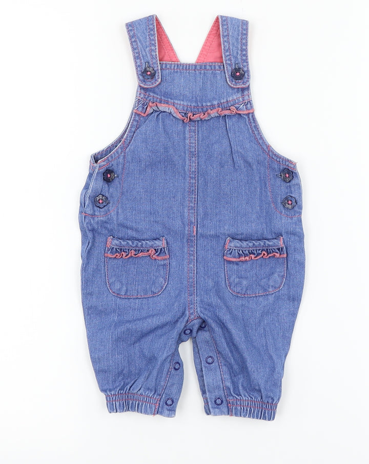 George Girls Blue Denim Dungaree One-Piece Size 0-3 Months