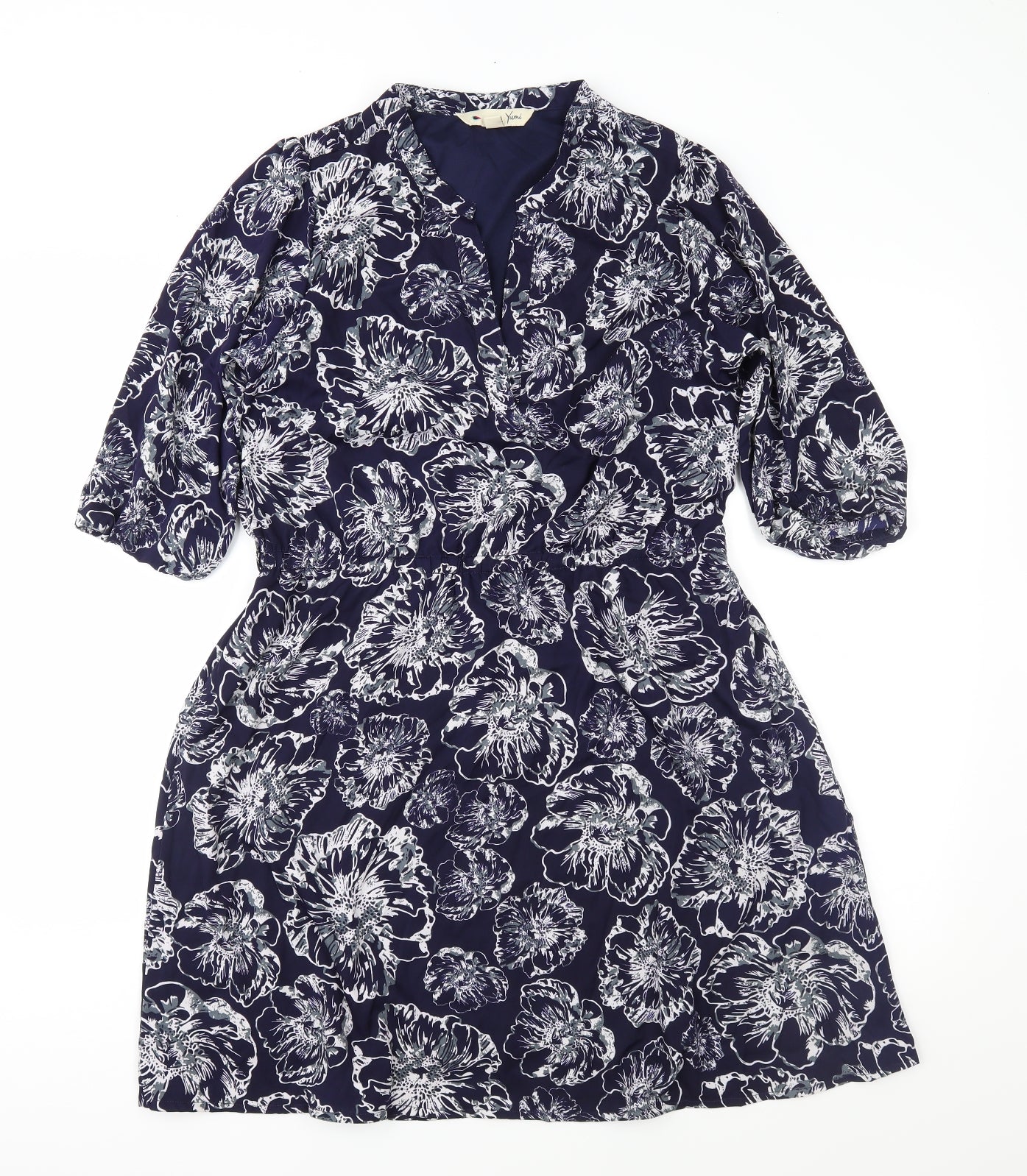 Yumi Womens Blue Floral  Fit & Flare  Size 12