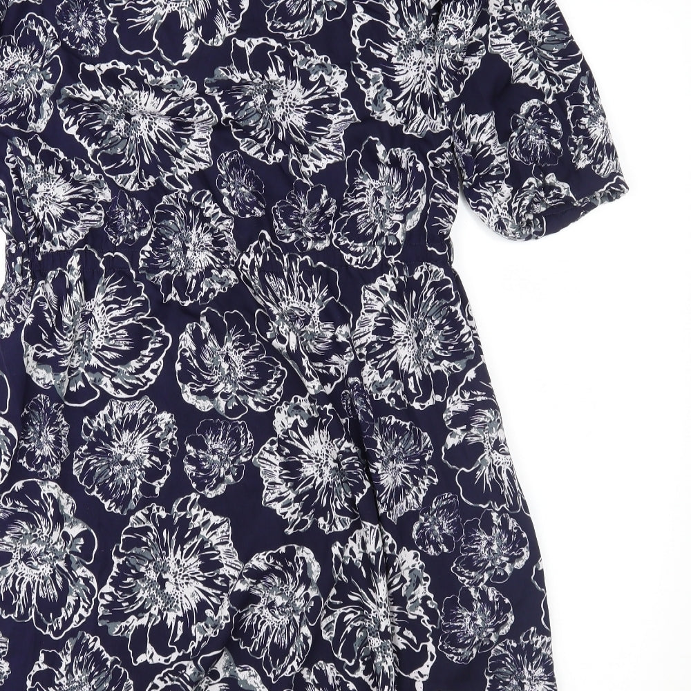 Yumi Womens Blue Floral  Fit & Flare  Size 12