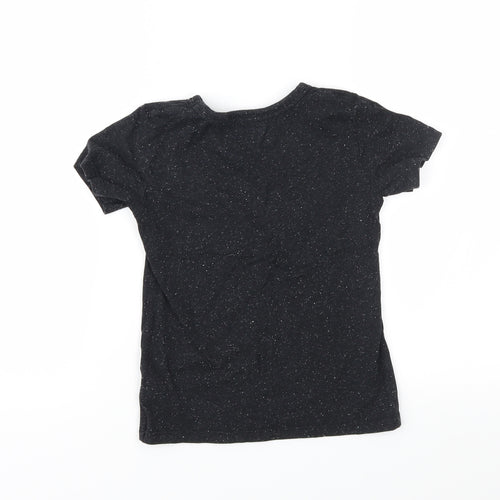 NEXT Boys Black Spotted Jersey Basic T-Shirt Size 4-5 Years