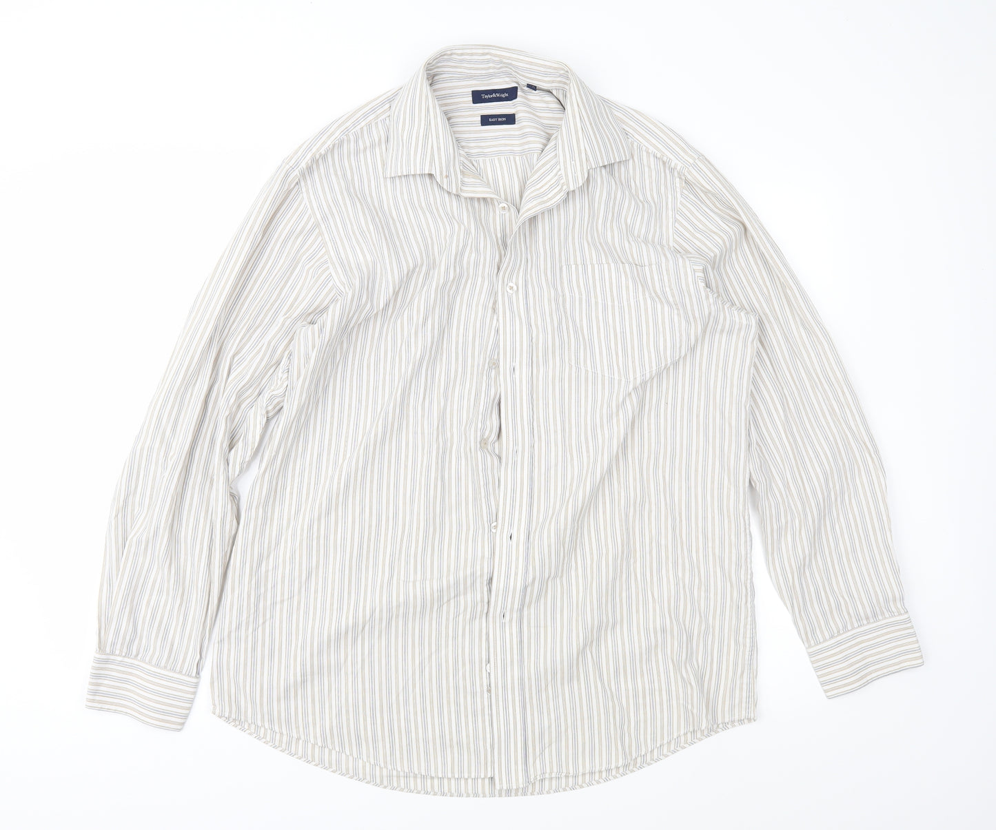 Taylor & Wright Mens Brown Striped   Button-Up Size 16.5