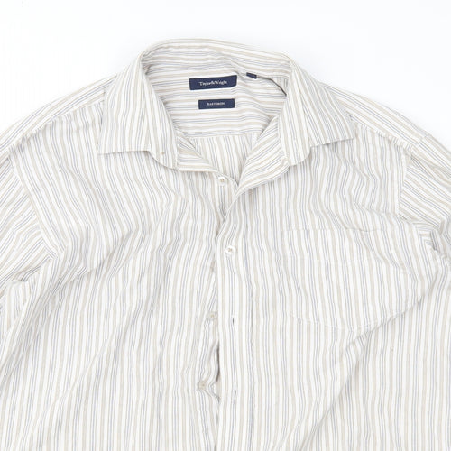 Taylor & Wright Mens Brown Striped   Button-Up Size 16.5