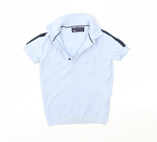 Front view of Next boys’ blue basic polo, size 4, years