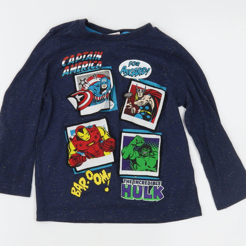 Marvel Boys Blue  Jersey Basic T-Shirt Size 3-4 Years  - Captain America